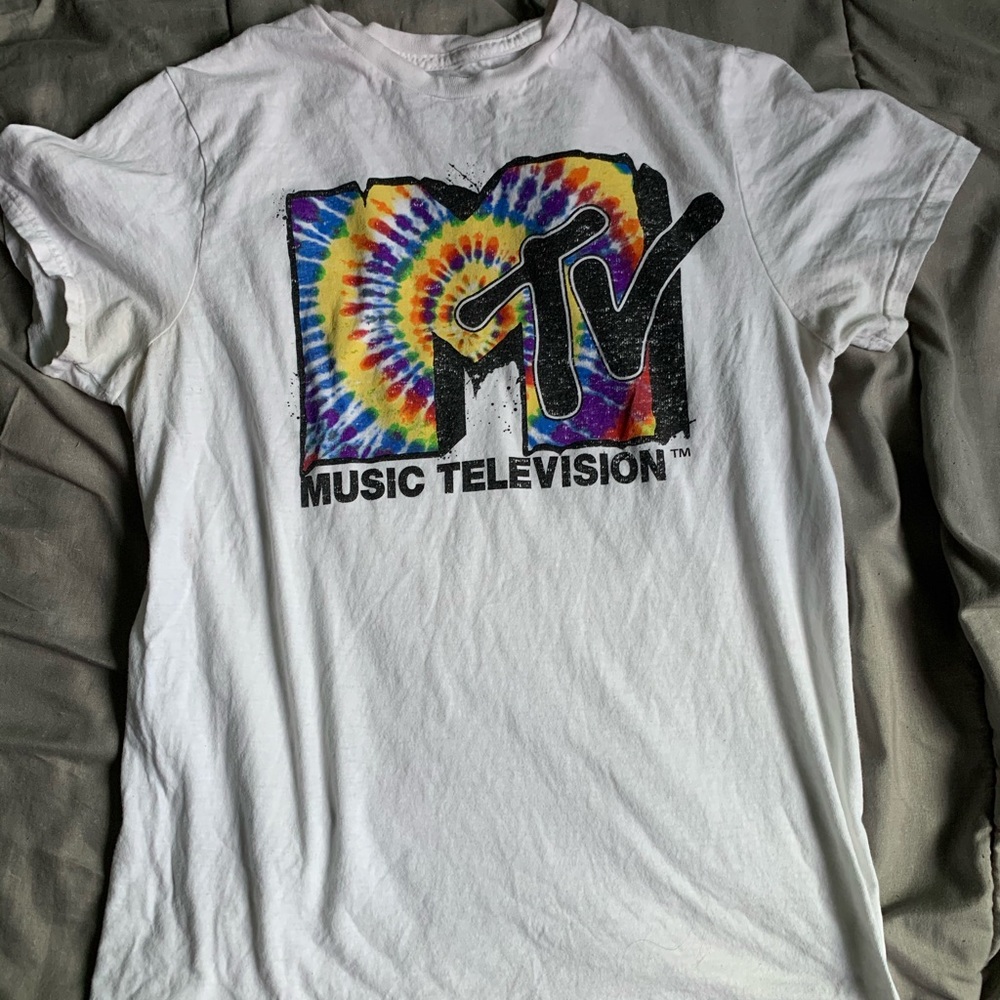 colorful tie dye mtv shirt